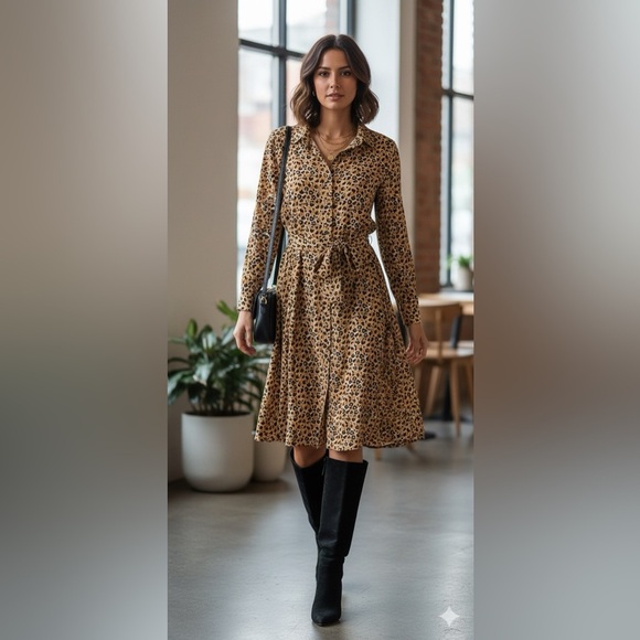 buckhead betties Dresses & Skirts - Buckhead Betties Cheetah Print Dress XL Chic Leopard Print Button-Up Dress NWT